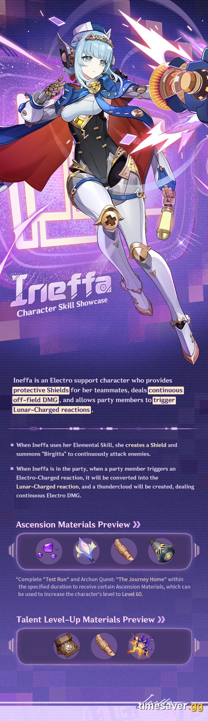 Official Ineffa role and materials preview for Genshin Impact