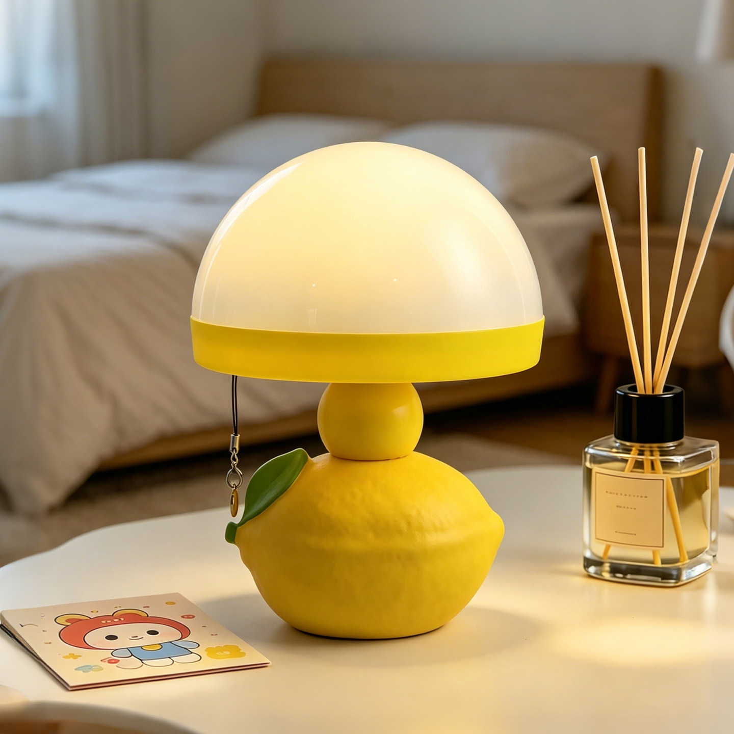 Lemon Table Lamp, modern, with pull cord