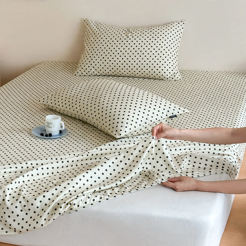 Cotton Fitted Sheet, Double Gauze, with Pillowcases