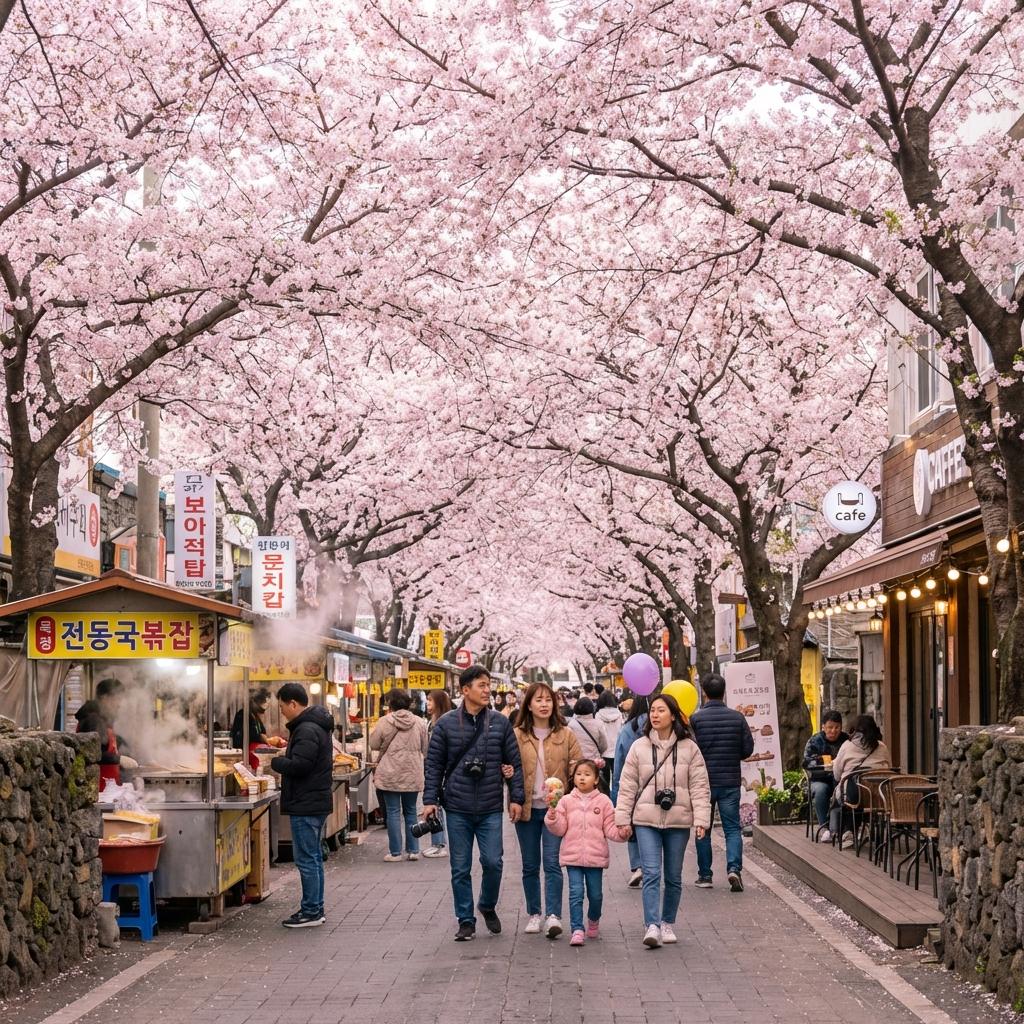 제주 드라이브 끝판왕: 벚꽃 휘날리는 유채꽃길, 녹산로