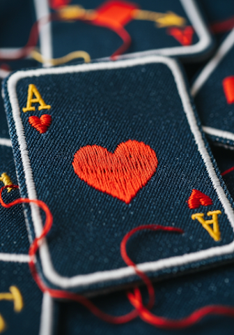 Embroidered Ace of Hearts Denim