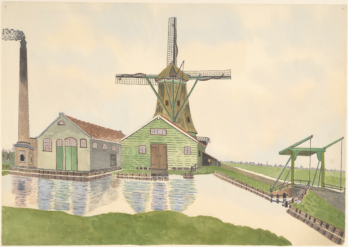molen Guispad en papiermolen De Schoolmeester 1931 nu Guisweg 28 Westzaan 1931