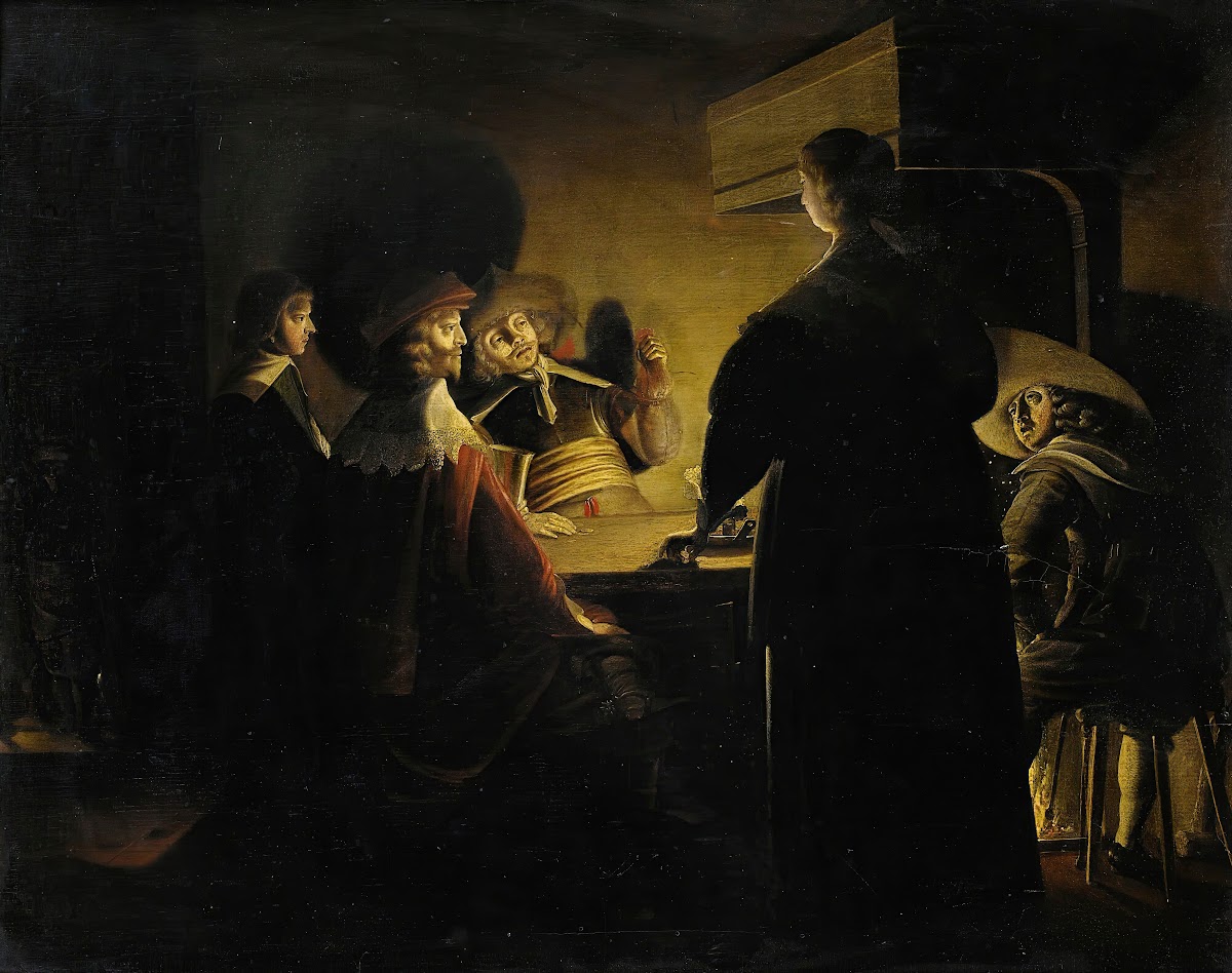 Tavern scene lit by candles 1635