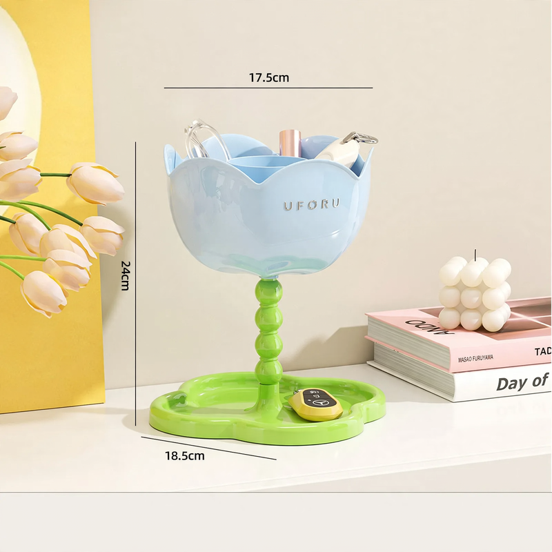 Two-tiered storage shelf with clover design