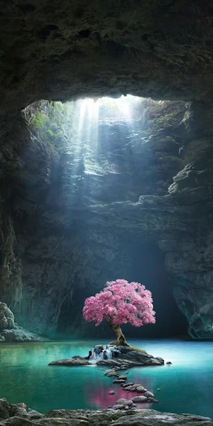 Nature, Landscape, Trees, Water, Cave Full HD Wallpaper Background