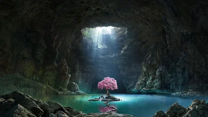 Nature, Landscape, Trees, Water, Cave Full HD Wallpaper Background