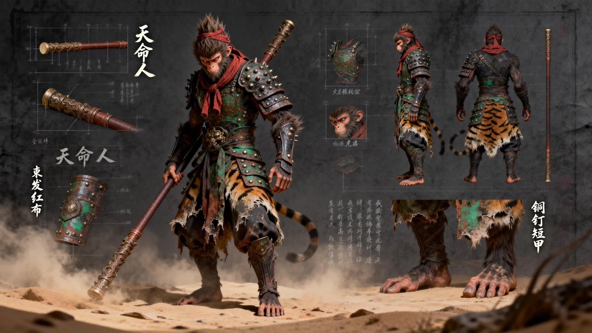 Borrador de diseño de personajes de dioses y demonios míticos del Oriente Oscuro