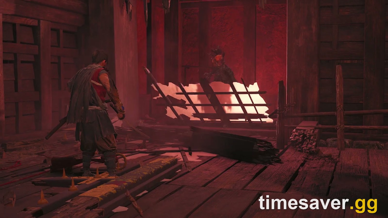 Miyamoto Musashi faces down a masked Genma — the kind of duel encounter critics singled out