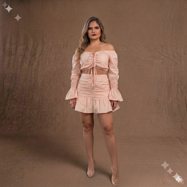 Falda Drapeada Rosa
