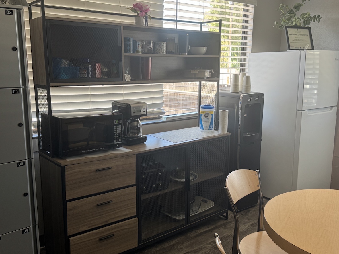 Assembled coffee-bar hutch — after