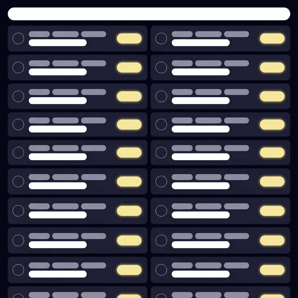 Minimalist 2D vector mobile ticket exchange interface showing crowded secondary market listings with highlighted price chips using Funded Plays palette, demonstrating How Field Strength Affects Golf Prices