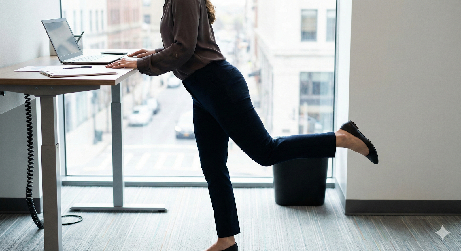 Alongamento para os quadris na mesa