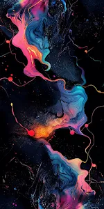 Neon Cosmic Ink Flow Abstract Vibrant Dark Fluid Art