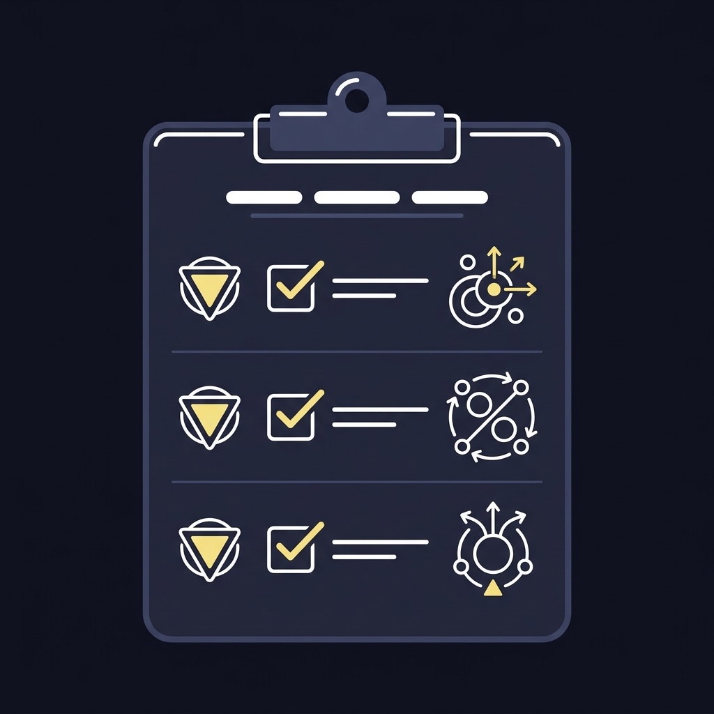 Minimal 2D vector clipboard checklist with three stylized shield emblems and tactical icons on Funded Plays dark palette for benfica prediction
