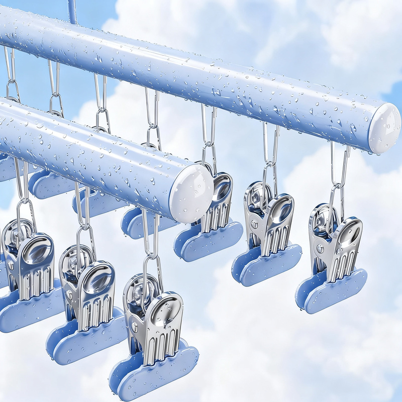 Stainless steel clothespins, wide version
