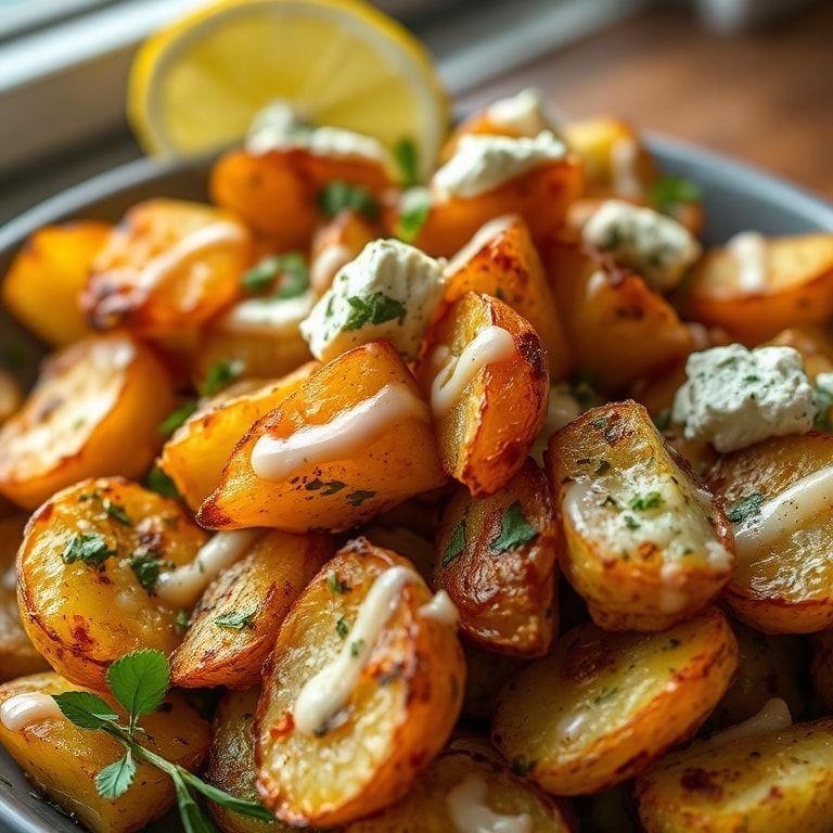 Crispy Greek Roast Potatoes with Zesty Lemon Feta Twist: Quick, Homemade, Crowd‑Pleaser finished
