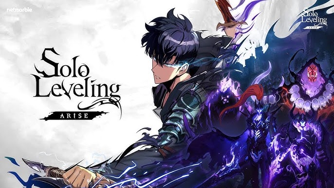 Solo Leveling ARISE OVERDRIVE game logo on a dark background with a character silhouette