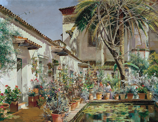 First Atrium of Santa Paula Convent Seville c1920 1925