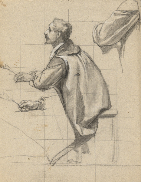 Man sketch for Signing of the Compact in the Cabin of theMayflower