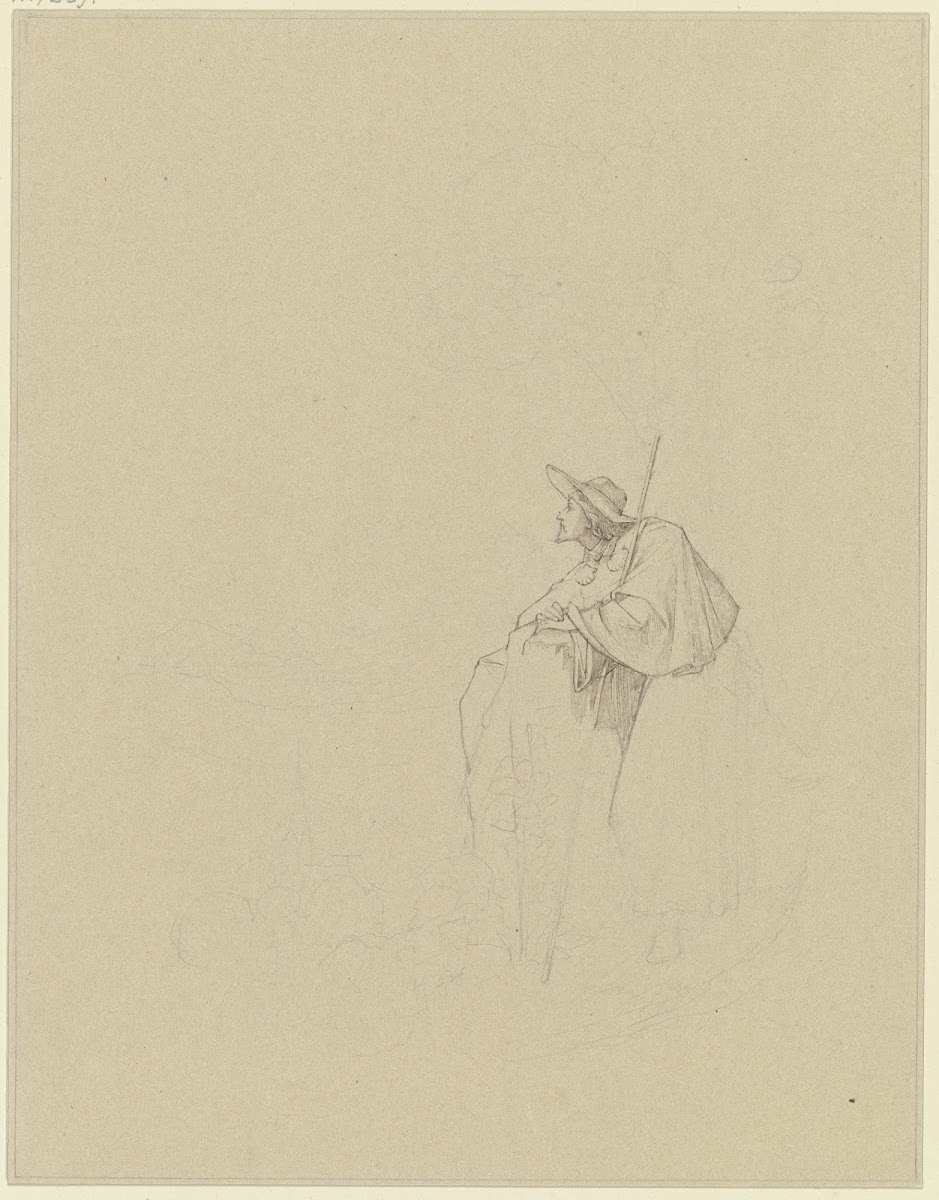 Pilgrim looking into the valley