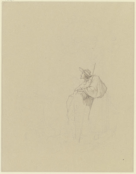 Pilgrim looking into the valley