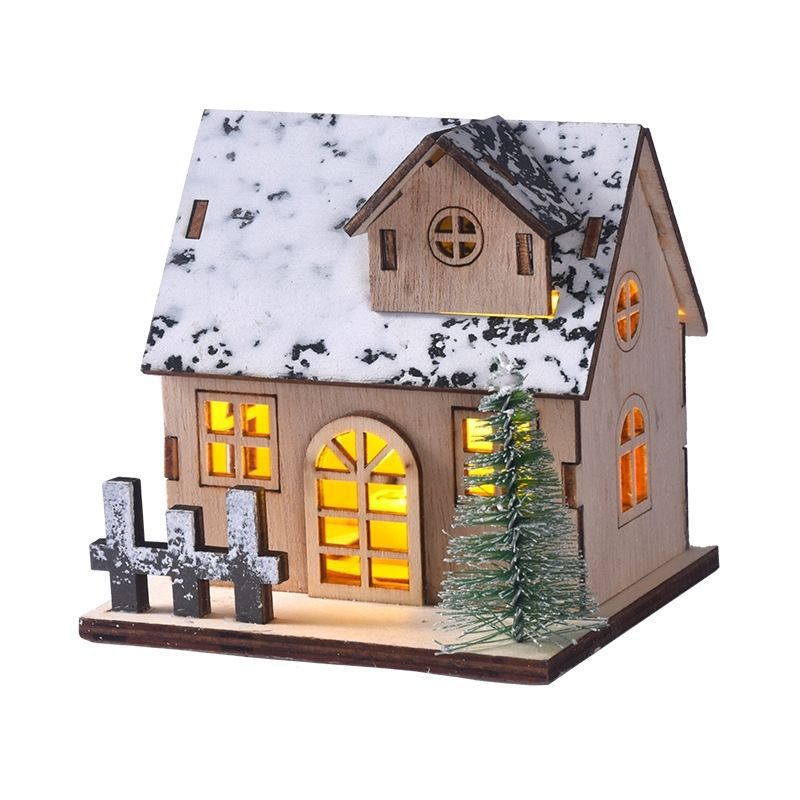 Beleuchtetes Holzhaus für die Weihnachtsdekoration