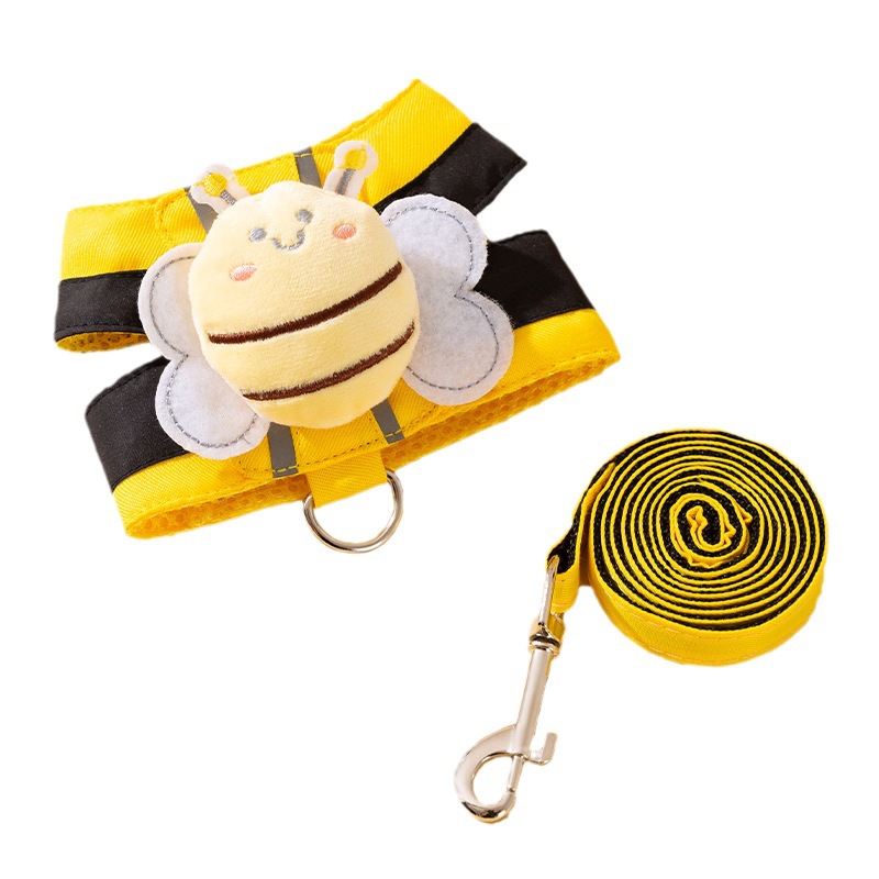 Mesh harness with bee pattern for cats