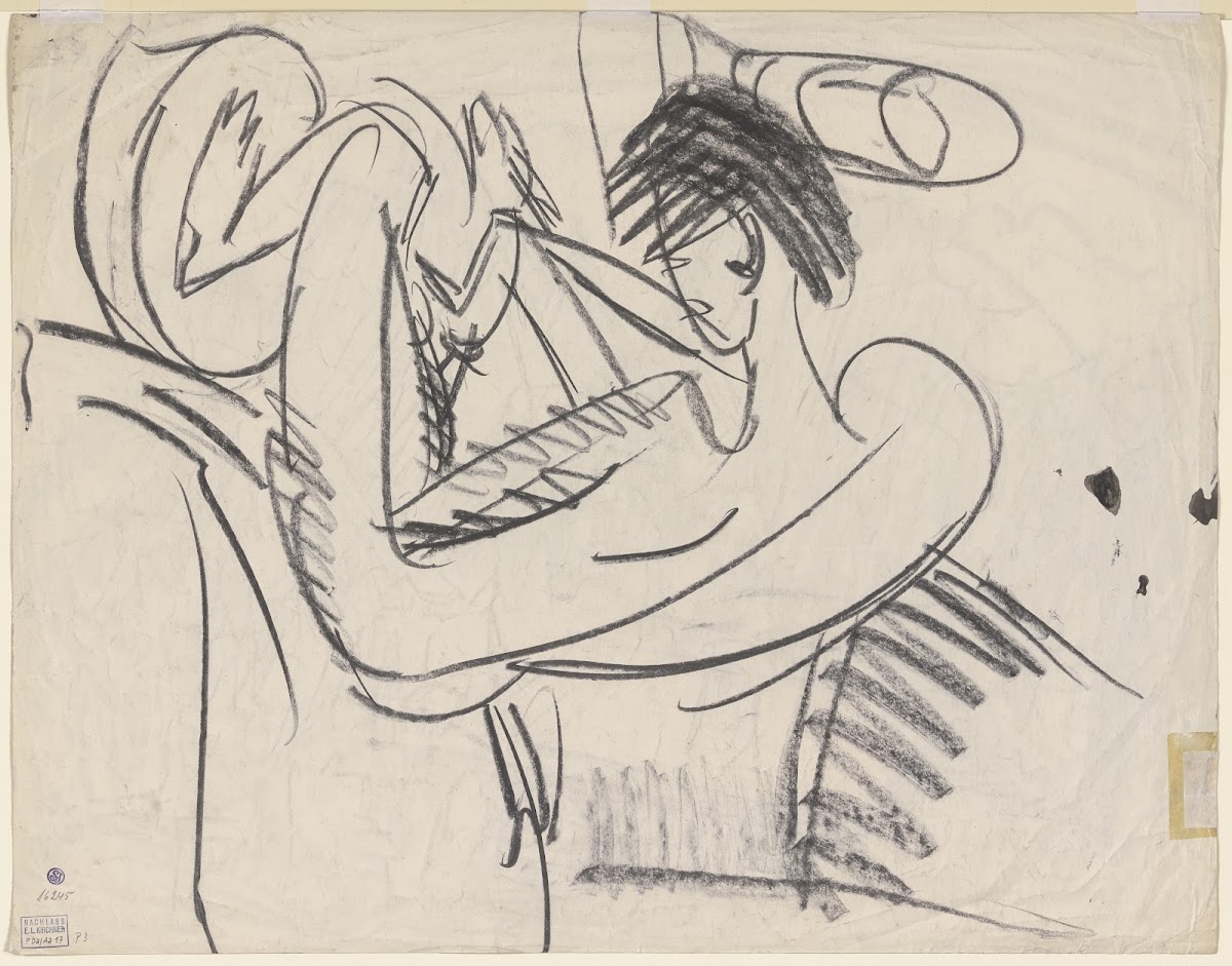 Sitting female nude 1913