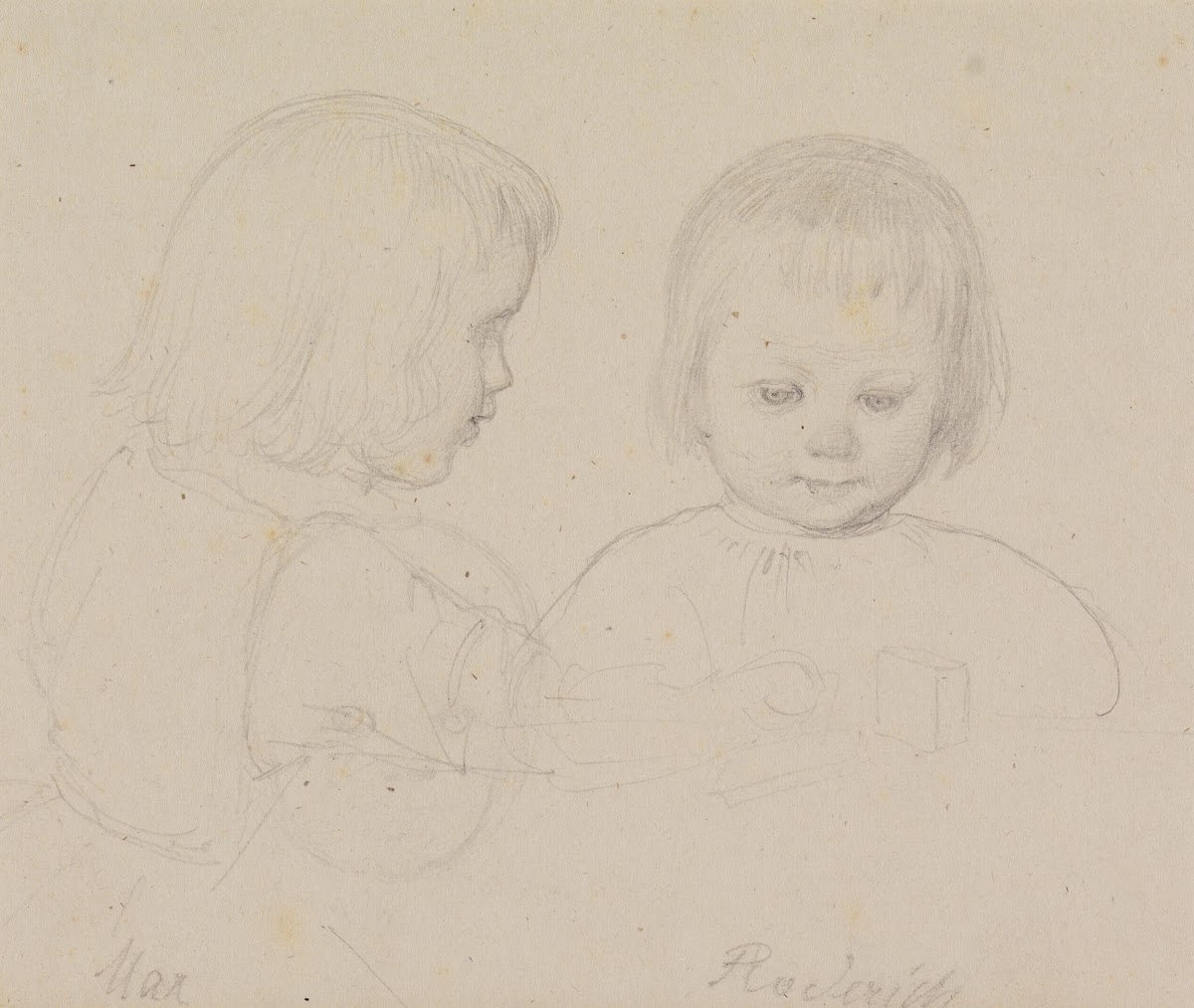 Kinderdoppelbildnis Max und Roderich Schrödter die Söhne des Künstlers 1847 1848