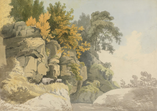 Wooded Rocks by a Stream