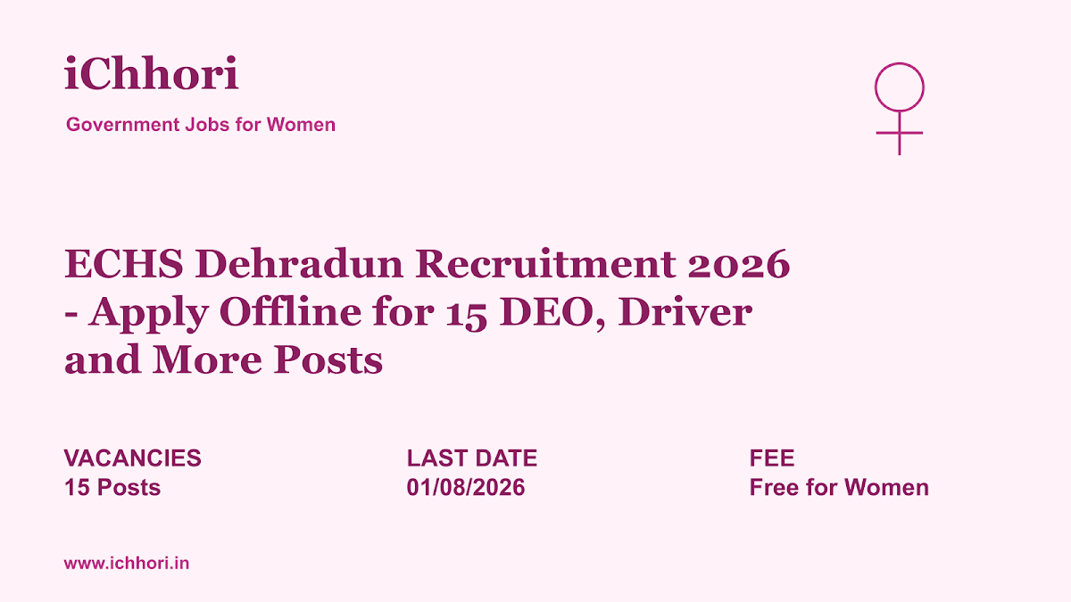 ECHS Dehradun Recruitment 2026 - Apply Offline for 15 DEO, Driver and More Posts - iChhori