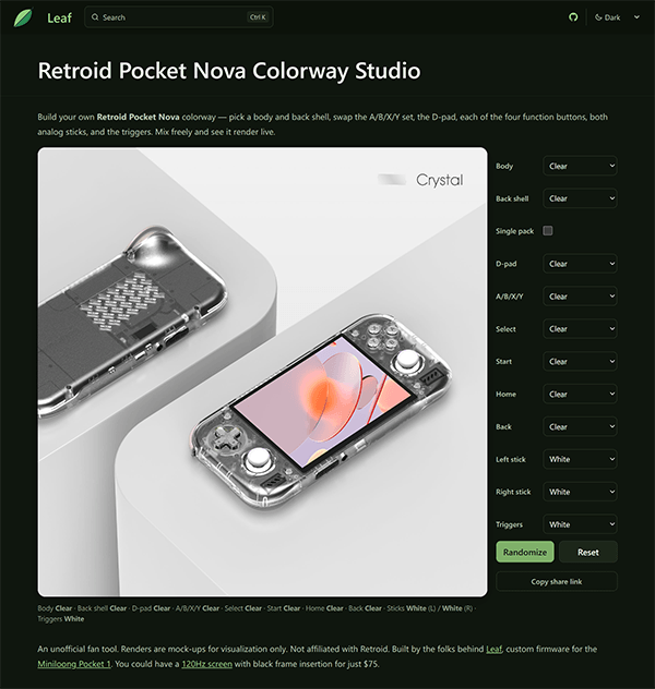 retroid pocket nova crystal almost glacier colorway studio