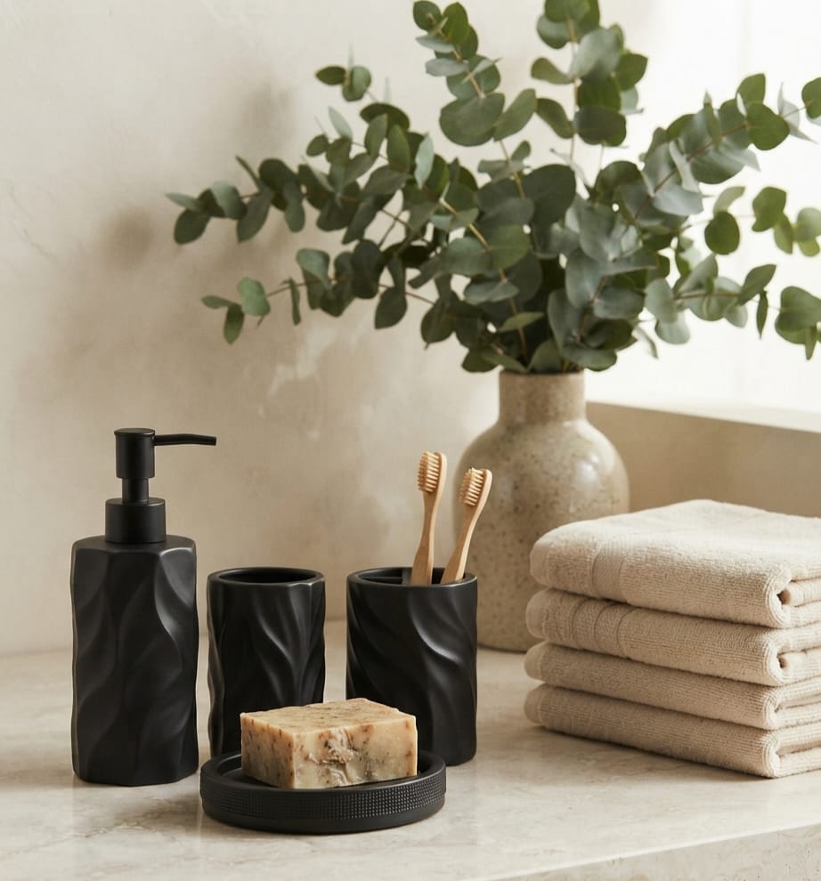 Dark Minimalist Soap Dispenser Set view 2