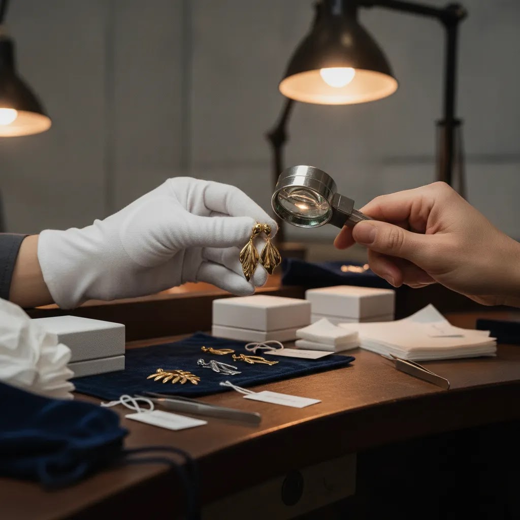 Royi Sals production process featuring jewelry sample approval, quality control, and fulfillment preparation