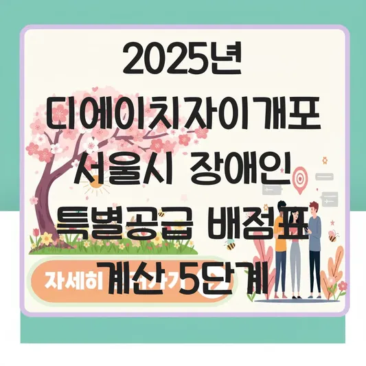 서울시 장애인 특별공급 기관추천 배점표 계산 및 디에이치자이개포 커트라인 예측 대표 이미지