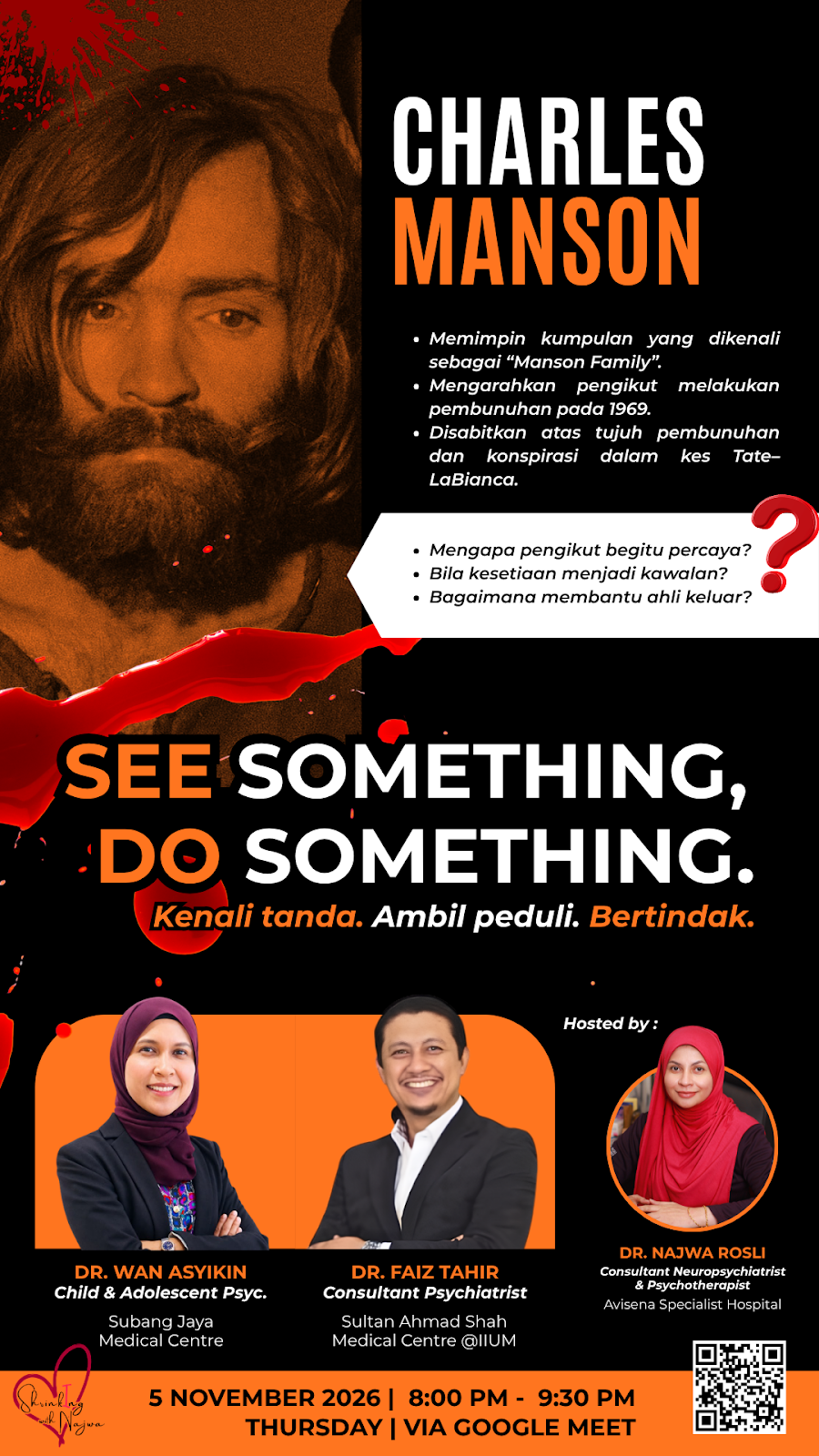 Poster Charles Manson - See Something Do Something