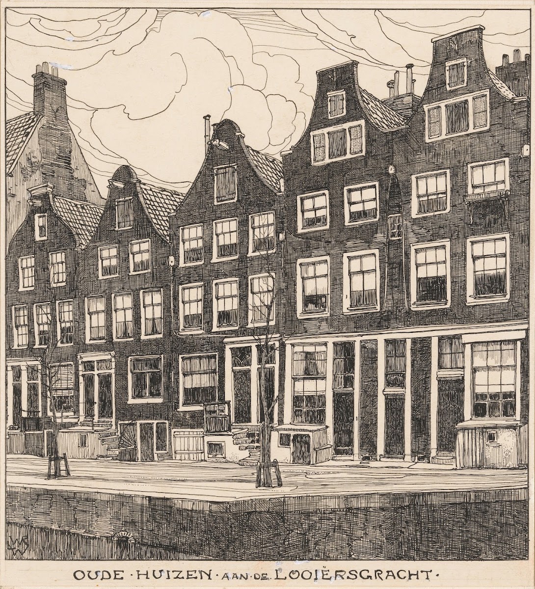 Oude huizen aan de Looiersgracht te Amsterdam 20th century