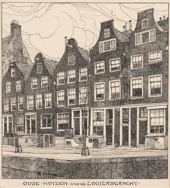 Oude huizen aan de Looiersgracht te Amsterdam 20th century