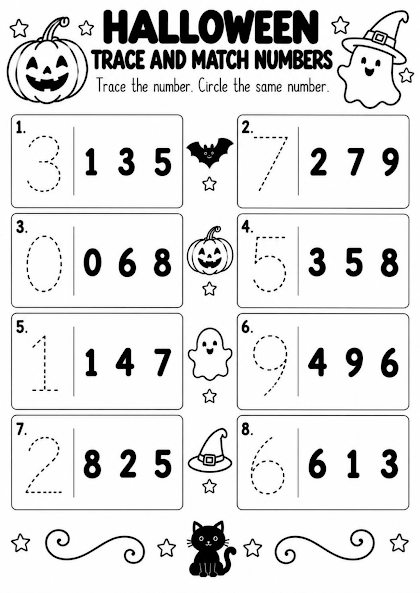 Halloween Trace and Match Numbers
