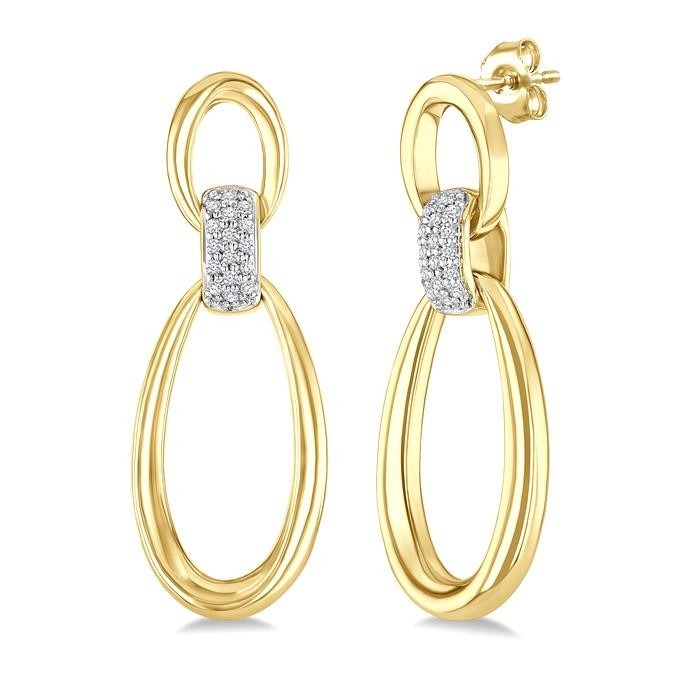Gold Vermeil Bold Oval Shape Link Diamond Earrings 84258DHSSSLER-GV
