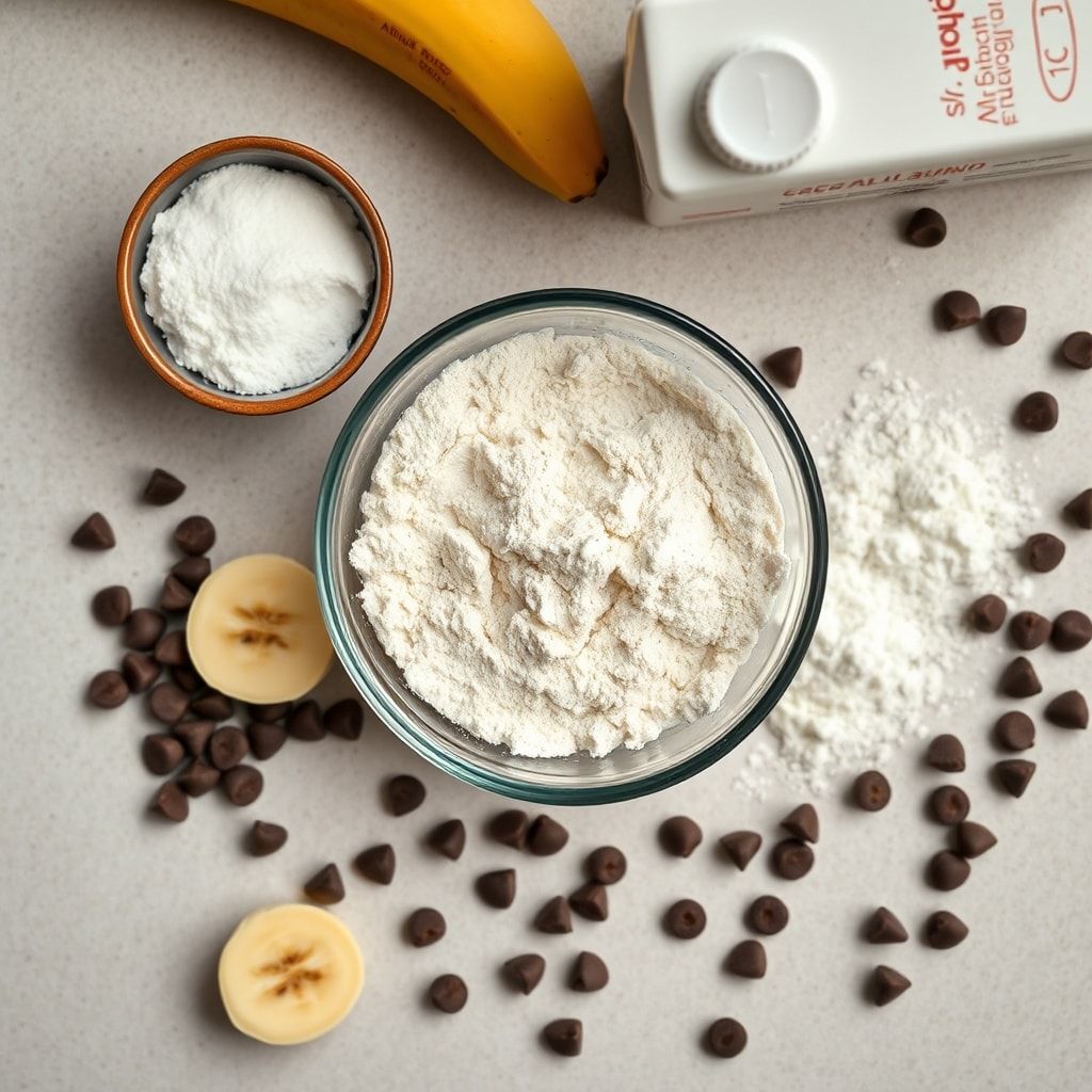 Ingredients for Easy Vegan Chocolate Chip Banana Pancakes Recipe (One-Bowl, 30-Minute Breakfast)