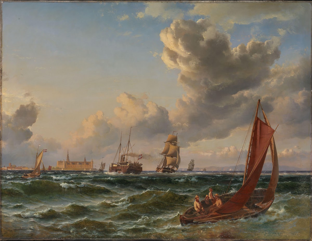 Parti fra Øresund med Kronborg 1870