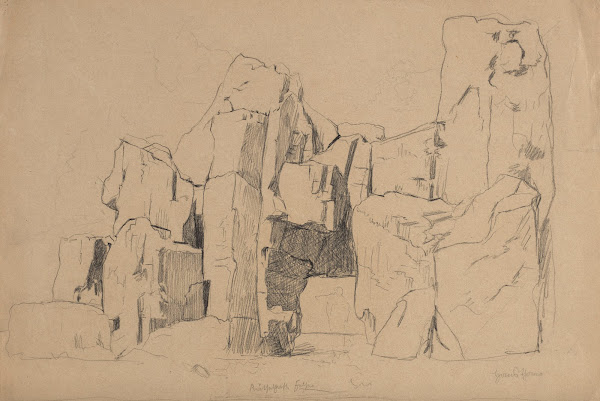View of the Rocks the so called Rätselhath Felsen with a Human Silhouette 1870