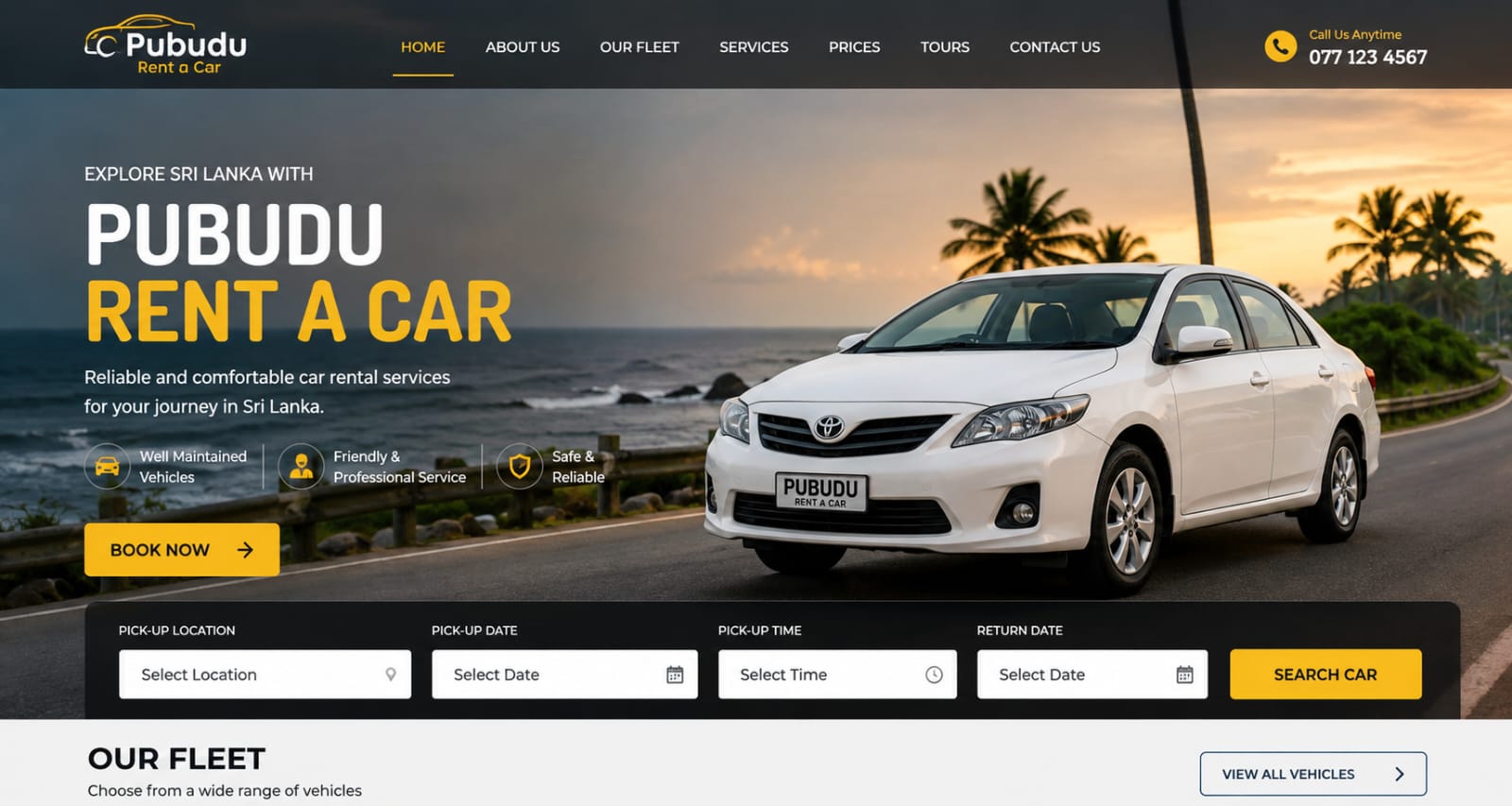Pubudu Rent a Car vehicle
