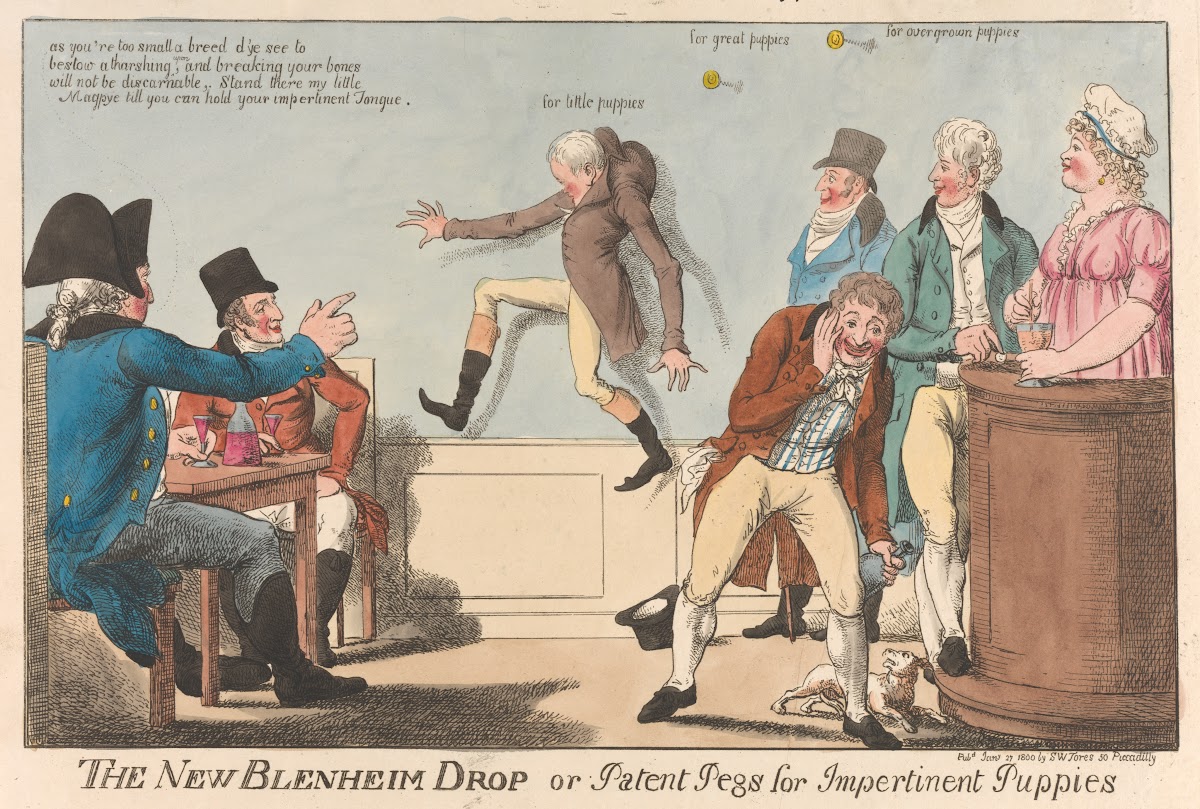 The New Blenheim Drop or Patent Pegs for Impertinent Puppies 1800