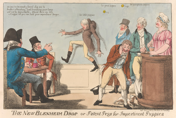 The New Blenheim Drop or Patent Pegs for Impertinent Puppies 1800