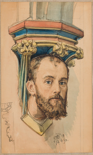 Console in the shape of a male head portrait of T Stryjeński 1890