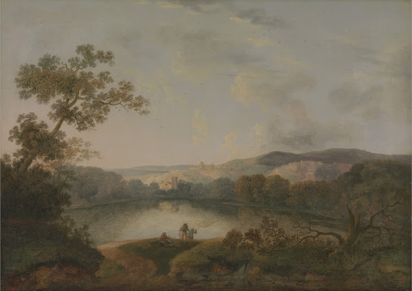 A View Of A Lake With Fishermen