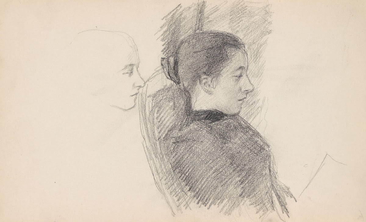 Riss av profil kvinneportrett i profil 1893