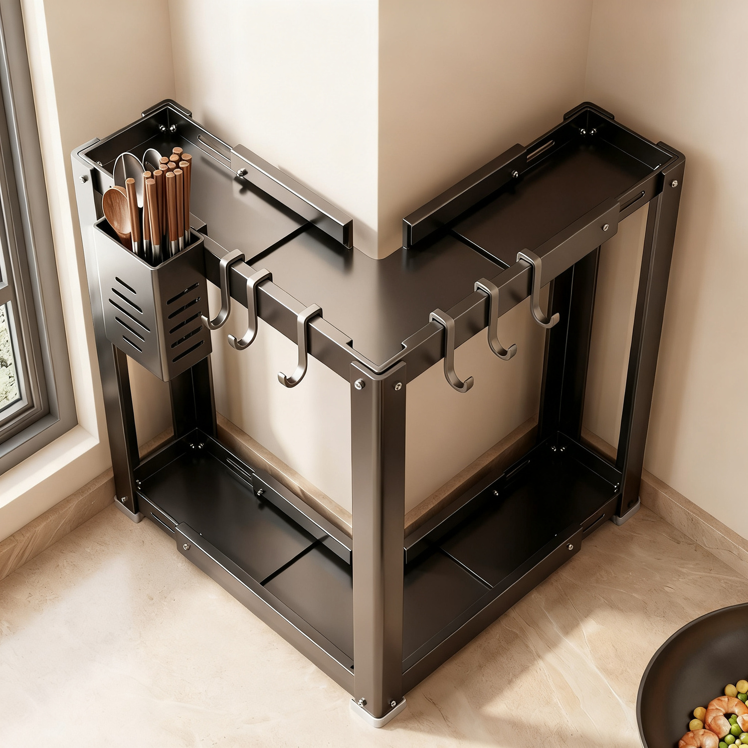 Wall shelf for kitchen, carbon steel, 2–3 levels